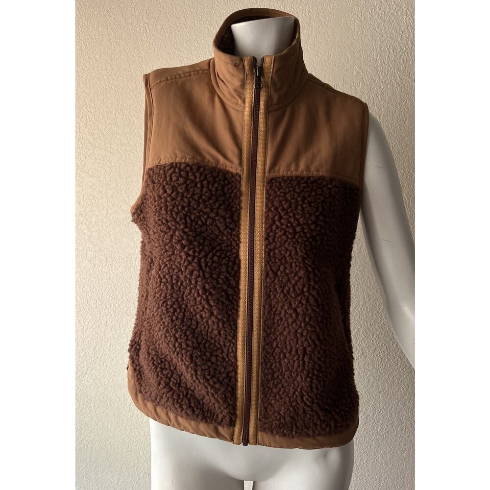 TOAD & CO Women’s Sherpa Wool Blend Vest Medium Chocolate Caramel Browns Fall